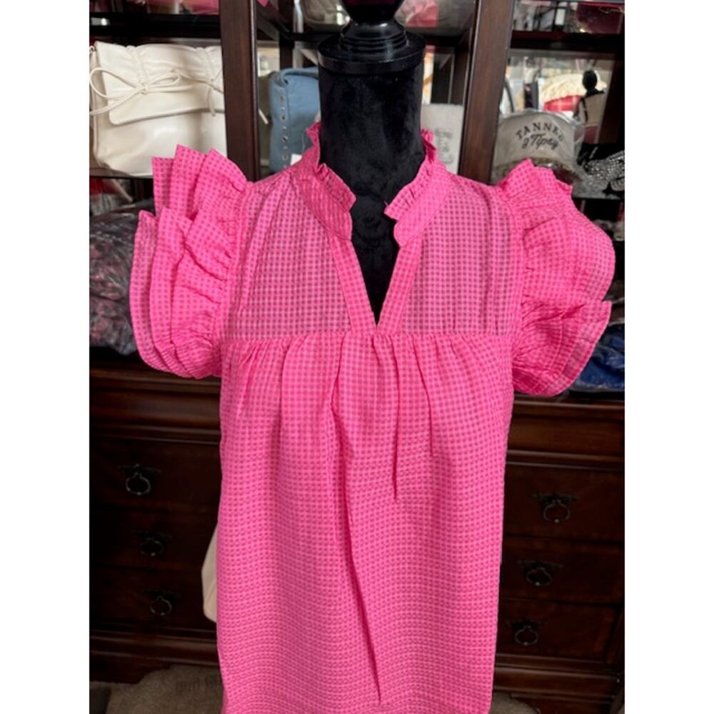 UMGEE - Layered Ruffle Sleeve Split Neck Dress - … - image 4